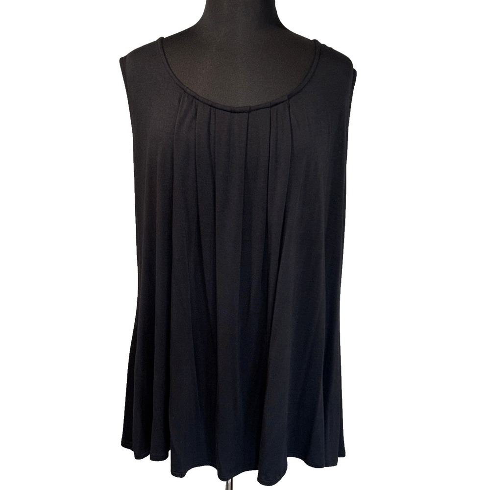 NEW ellumiNation by nikki h parker Pleated Front Tank Women's Size‎ 2X Black USA